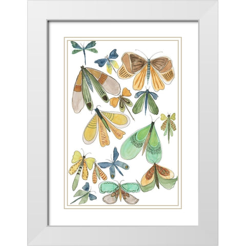 Wings Galore II White Modern Wood Framed Art Print with Double Matting by Moore, Regina