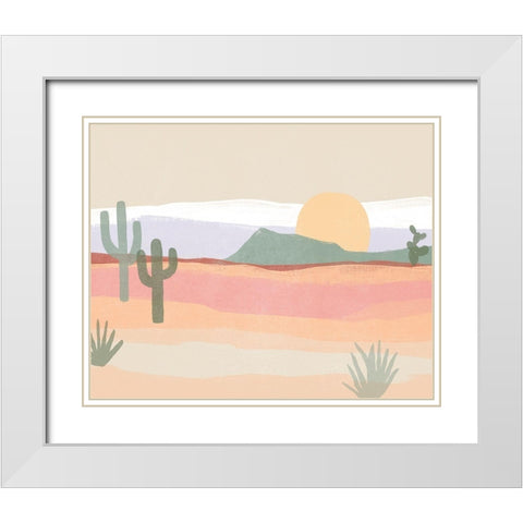 Cactus Plateau I White Modern Wood Framed Art Print with Double Matting by Vess, June Erica
