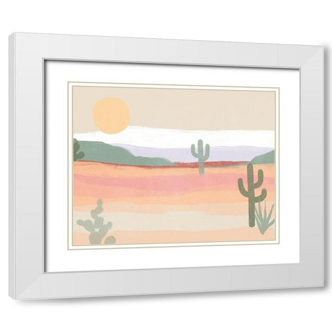 Cactus Plateau II White Modern Wood Framed Art Print with Double Matting by Vess, June Erica