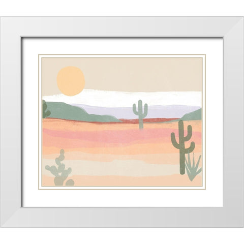 Cactus Plateau II White Modern Wood Framed Art Print with Double Matting by Vess, June Erica
