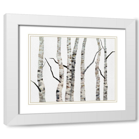 Birch Trees II White Modern Wood Framed Art Print with Double Matting by Finch, Sheila