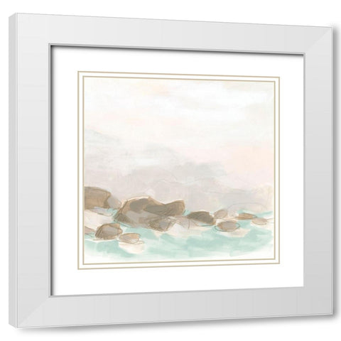 Beach Stones I White Modern Wood Framed Art Print with Double Matting by Vess, June Erica