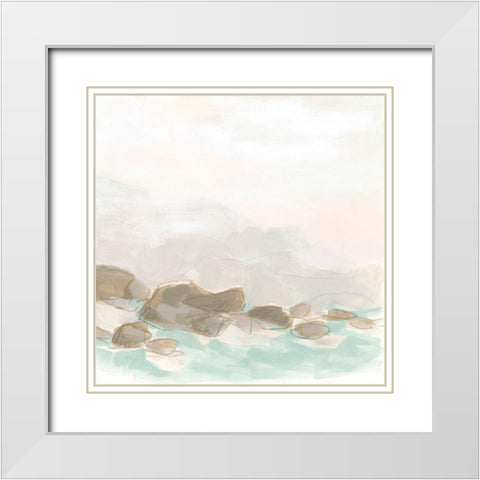 Beach Stones I White Modern Wood Framed Art Print with Double Matting by Vess, June Erica