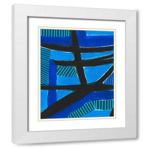 Involved Blues I White Modern Wood Framed Art Print with Double Matting by Moore, Regina