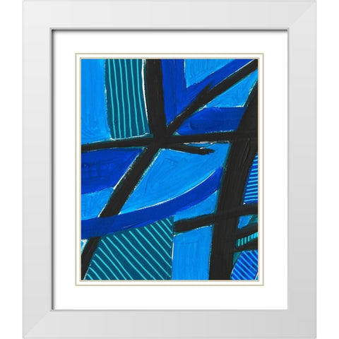Involved Blues II White Modern Wood Framed Art Print with Double Matting by Moore, Regina