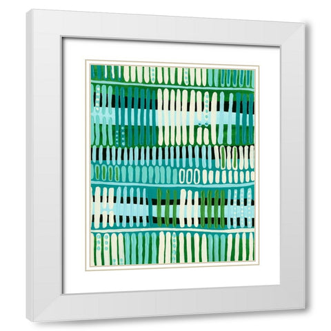 Teal Pattern I White Modern Wood Framed Art Print with Double Matting by Moore, Regina