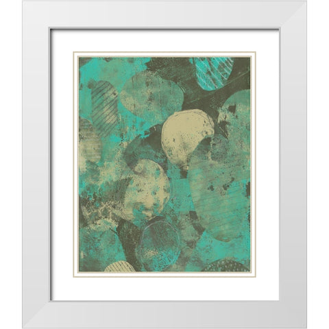 Minty Green Orbs II White Modern Wood Framed Art Print with Double Matting by Moore, Regina