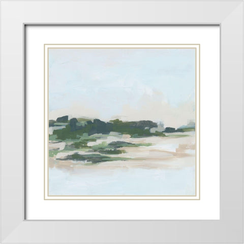 Green Stone Shoals I White Modern Wood Framed Art Print with Double Matting by Vess, June Erica