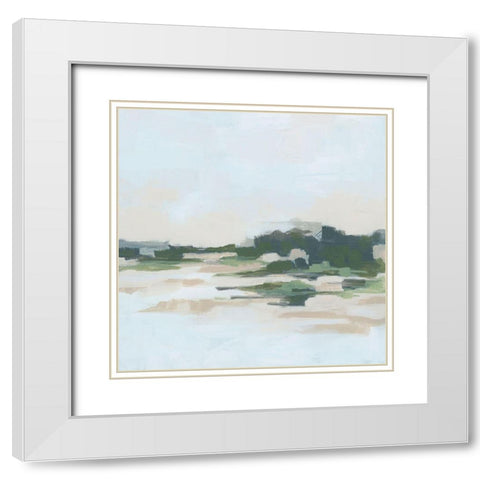 Green Stone Shoals II White Modern Wood Framed Art Print with Double Matting by Vess, June Erica