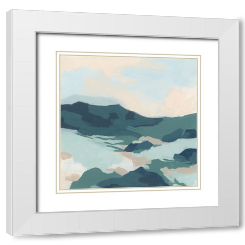 Sea Glass Valley I White Modern Wood Framed Art Print with Double Matting by Vess, June Erica