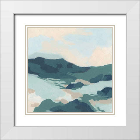 Sea Glass Valley I White Modern Wood Framed Art Print with Double Matting by Vess, June Erica
