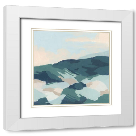 Sea Glass Valley II White Modern Wood Framed Art Print with Double Matting by Vess, June Erica