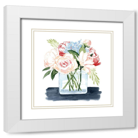 Loose Watercolor Bouquet I White Modern Wood Framed Art Print with Double Matting by Popp, Grace