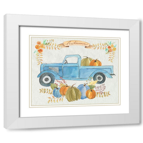 Happy Autumn I White Modern Wood Framed Art Print with Double Matting by Moore, Regina