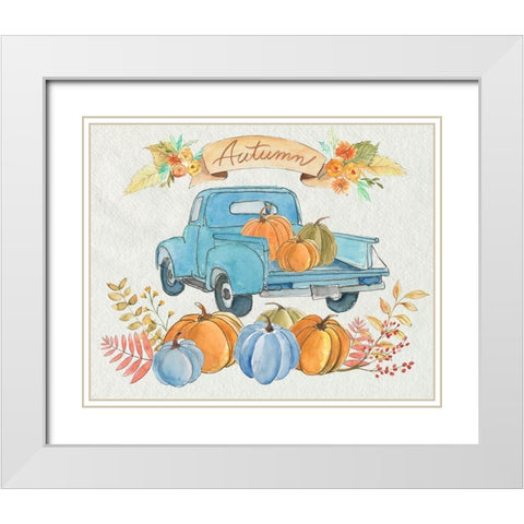 Happy Autumn II White Modern Wood Framed Art Print with Double Matting by Moore, Regina