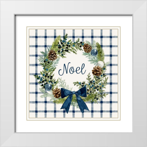 Juniper Wreath I White Modern Wood Framed Art Print with Double Matting by Barnes, Victoria