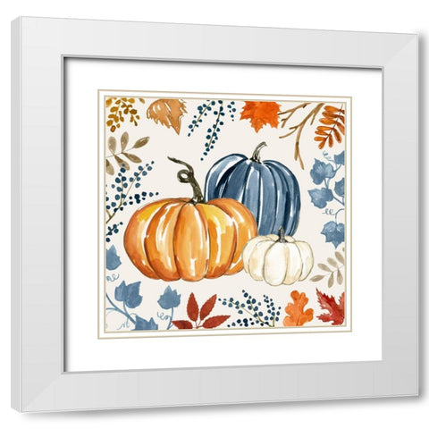 Autumn Pumpkin I White Modern Wood Framed Art Print with Double Matting by Barnes, Victoria