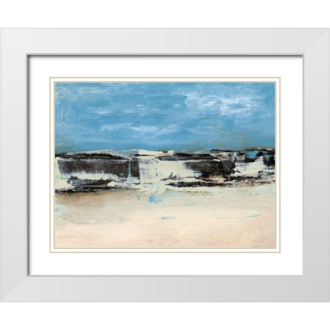 Bridges Cyan I White Modern Wood Framed Art Print with Double Matting by Gordon, Sharon