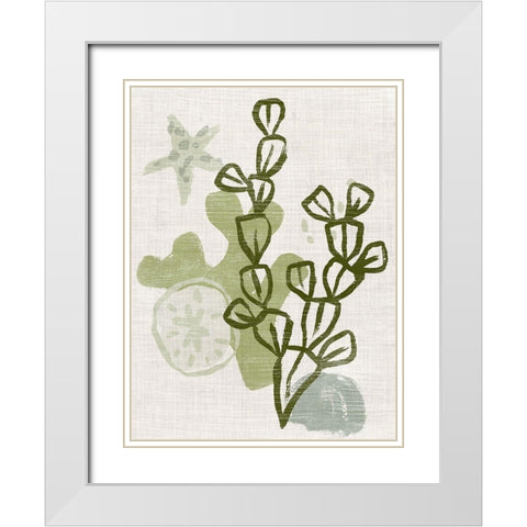 Coral Blockprint I White Modern Wood Framed Art Print with Double Matting by Vess, June Erica