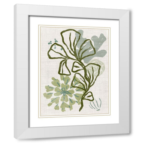 Coral Blockprint III White Modern Wood Framed Art Print with Double Matting by Vess, June Erica