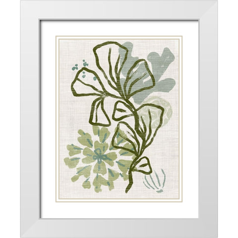 Coral Blockprint III White Modern Wood Framed Art Print with Double Matting by Vess, June Erica