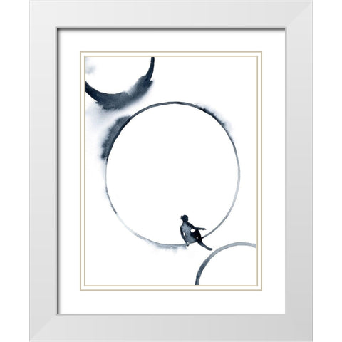 Woman in the Moon I White Modern Wood Framed Art Print with Double Matting by Popp, Grace