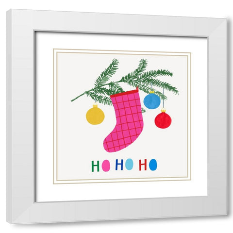 Colorful Christmas IV White Modern Wood Framed Art Print with Double Matting by Barnes, Victoria