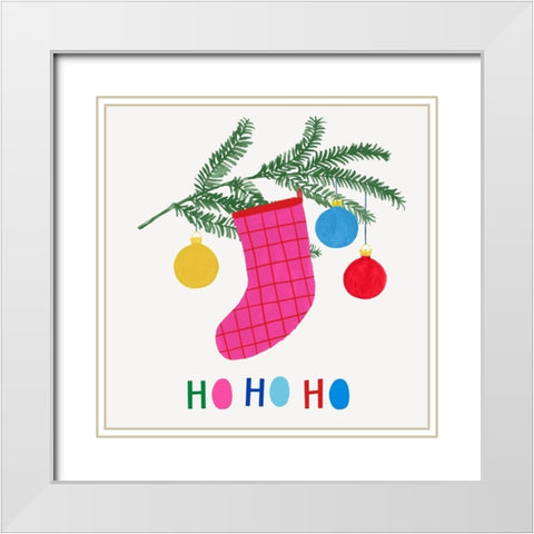 Colorful Christmas IV White Modern Wood Framed Art Print with Double Matting by Barnes, Victoria
