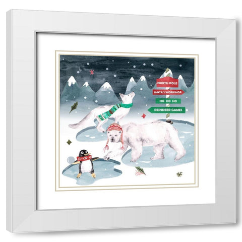 North Pole Friends I White Modern Wood Framed Art Print with Double Matting by Wang, Melissa