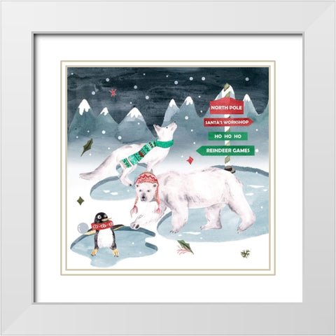 North Pole Friends I White Modern Wood Framed Art Print with Double Matting by Wang, Melissa