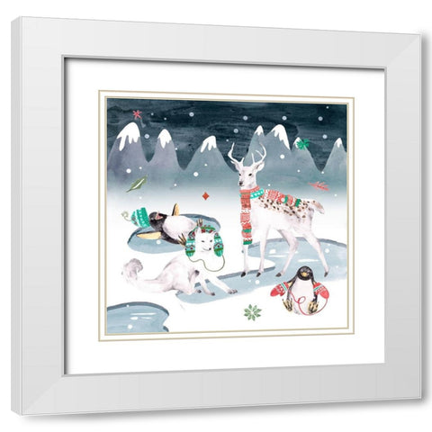 North Pole Friends II White Modern Wood Framed Art Print with Double Matting by Wang, Melissa