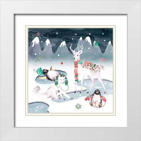 North Pole Friends II White Modern Wood Framed Art Print with Double Matting by Wang, Melissa