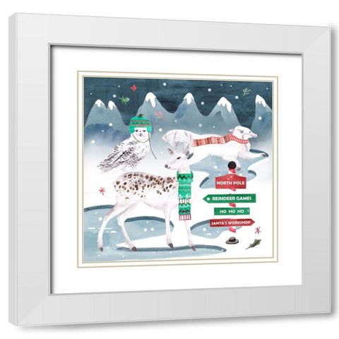 North Pole Friends III White Modern Wood Framed Art Print with Double Matting by Wang, Melissa