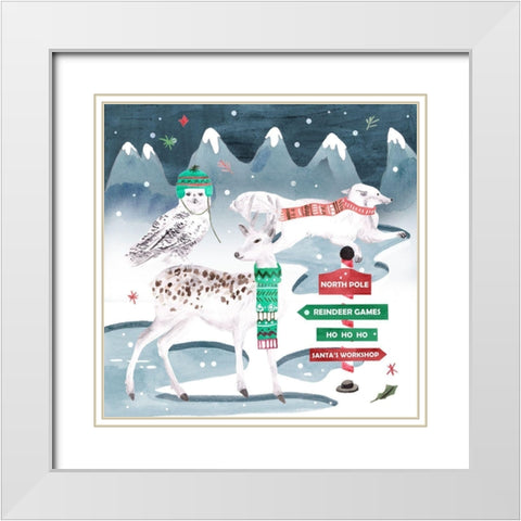 North Pole Friends III White Modern Wood Framed Art Print with Double Matting by Wang, Melissa