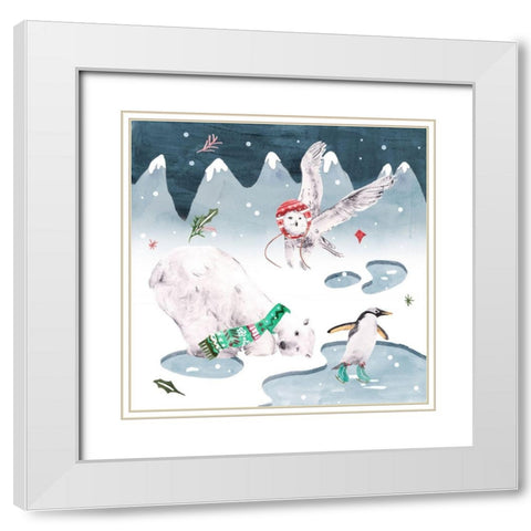 North Pole Friends IV White Modern Wood Framed Art Print with Double Matting by Wang, Melissa