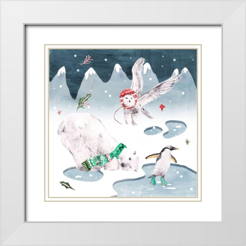 North Pole Friends IV White Modern Wood Framed Art Print with Double Matting by Wang, Melissa