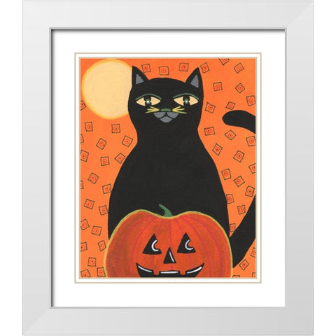 Halloween Fun V White Modern Wood Framed Art Print with Double Matting by Moore, Regina