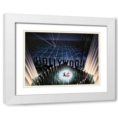 Hollywood White Modern Wood Framed Art Print with Double Matting by Hoppe, Robert