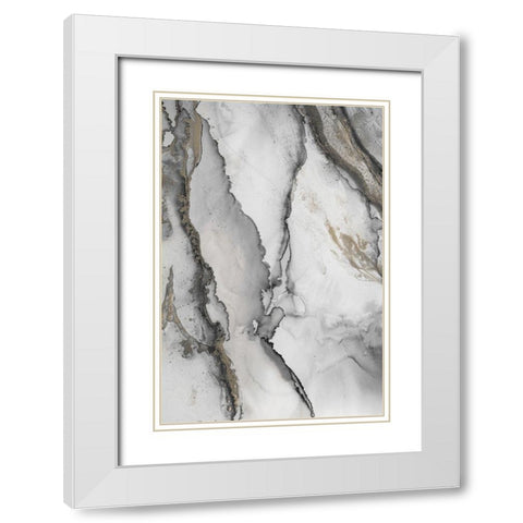 Abstract Ink Fantasy I White Modern Wood Framed Art Print with Double Matting by Haase, Andrea