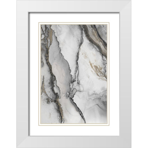 Abstract Ink Fantasy I White Modern Wood Framed Art Print with Double Matting by Haase, Andrea
