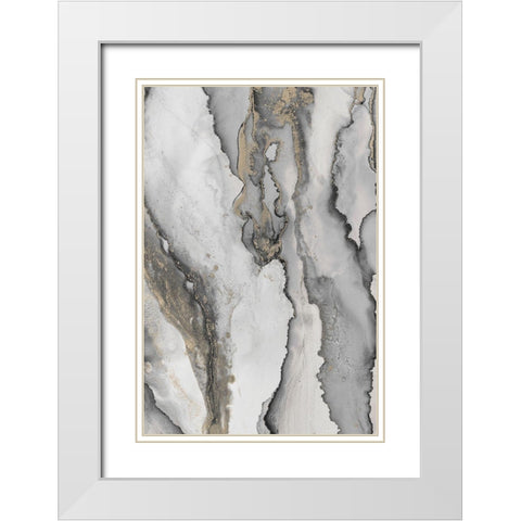 Abstract Ink Fantasy III White Modern Wood Framed Art Print with Double Matting by Haase, Andrea