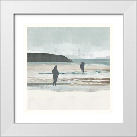 Beach Walking II White Modern Wood Framed Art Print with Double Matting by Kouta, Flora