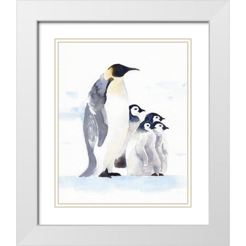 Emperor Penguins I White Modern Wood Framed Art Print with Double Matting by Green, Jacob