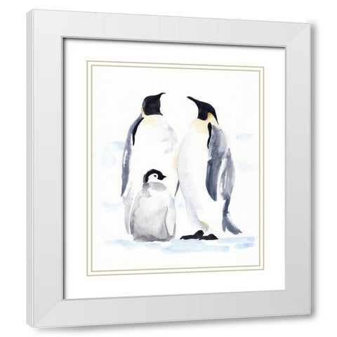 Emperor Penguins II White Modern Wood Framed Art Print with Double Matting by Green, Jacob