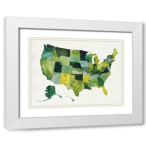 USA in Watercolor I White Modern Wood Framed Art Print with Double Matting by Popp, Grace