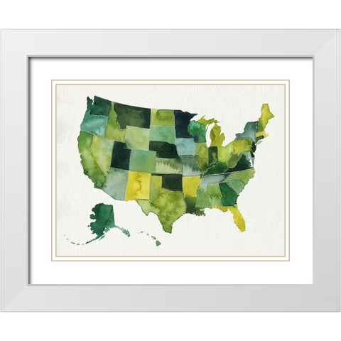 USA in Watercolor I White Modern Wood Framed Art Print with Double Matting by Popp, Grace