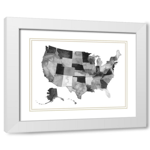 USA in Watercolor II White Modern Wood Framed Art Print with Double Matting by Popp, Grace