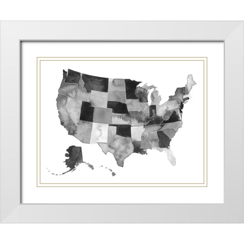 USA in Watercolor II White Modern Wood Framed Art Print with Double Matting by Popp, Grace