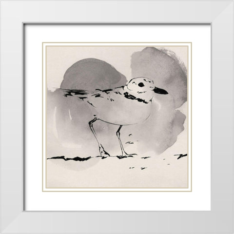 Inky Plover I White Modern Wood Framed Art Print with Double Matting by Green, Jacob