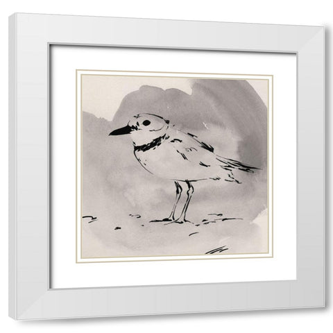 Inky Plover II White Modern Wood Framed Art Print with Double Matting by Green, Jacob